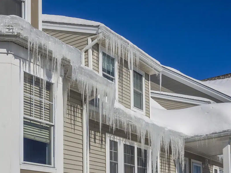 Ice and Snow on roof and gutters