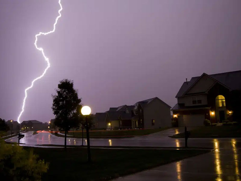 Thunderstorm in Residential Neighborhood